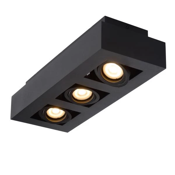 Lucide XIRAX - Spot plafond - LED Dim to warm - GU10 - 3x5W 2200K/3000K - Noir - détail 2